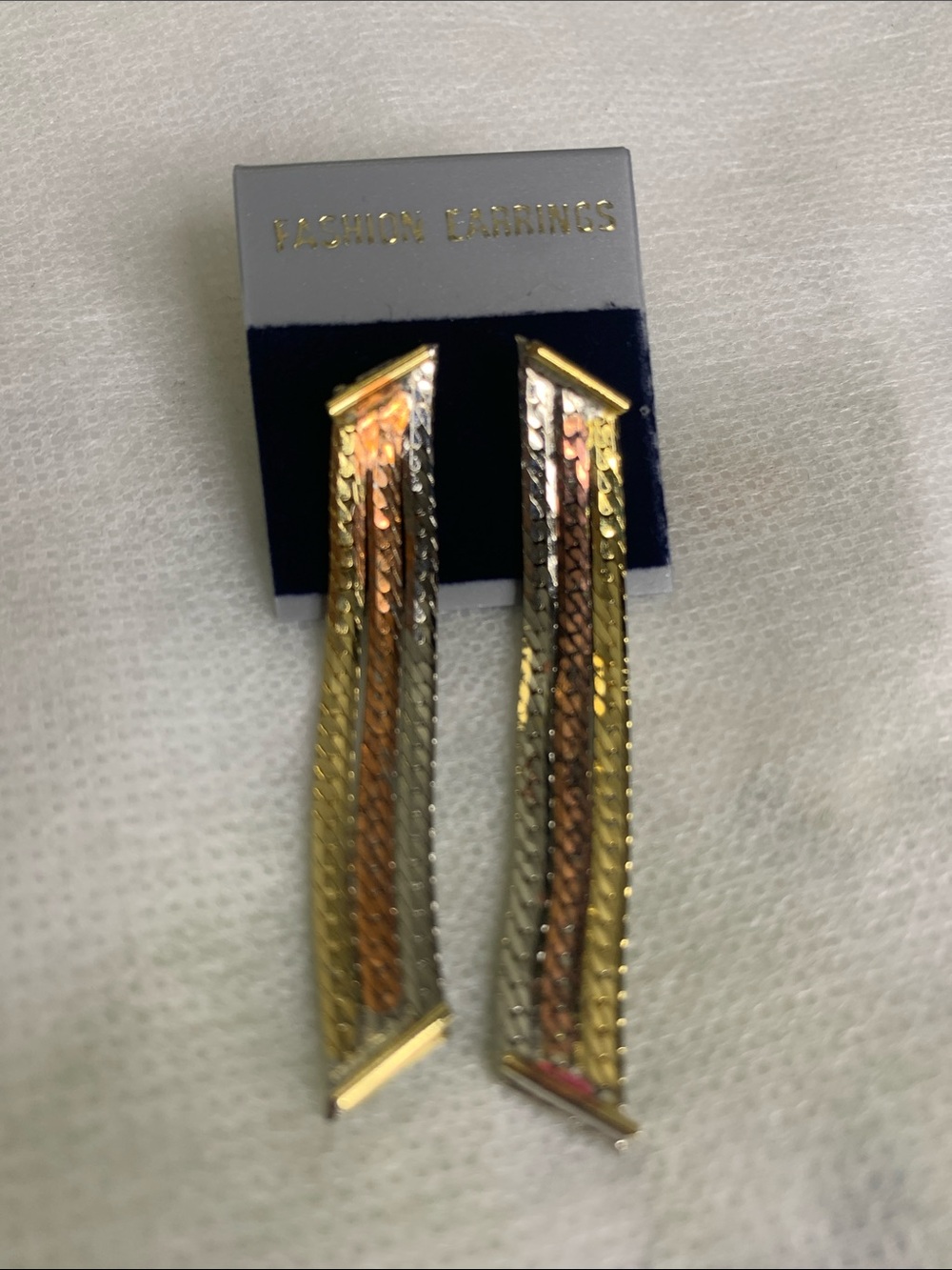Gold, Silver & Rose Gold Multicolor Dangle Earrings